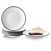 YOLIFE 6inch dessert ceramic plate with black trim for elegant desserts