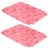 Yolife pebble sink mat in dark-red close-up protecting glassware.