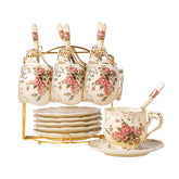 YOLIFE pink rose teacups set of 6 with ivory florals for elegant tea rituals