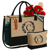 YOOLIFE initials tote bag with monogram embroidery for a personalized birthday gift.