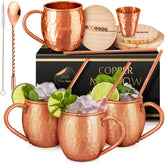 Yooreka Moscow Mule mugs 16 oz hammered copper cups with handles for authentic entertaining