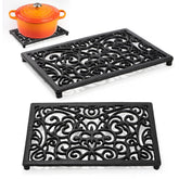 Yopay 2-pack cast iron trivet rectangle protects countertops from hot pots.