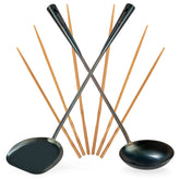 YOSUKATA pre-seasoned wok spatula 17-inch for safe flipping and high-heat searing.