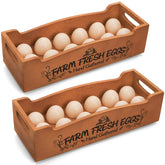 YOUEON wooden egg holder shows a stackable two-tier design for efficient counter storage.
