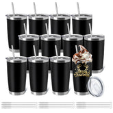 YOUKE OLA 12 piece insulated tumbler set in black keeps drinks hot or cold on the go.