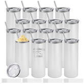YOUKE OLA 16-pack white skinny tumblers with lids, ideal bulk gifts
