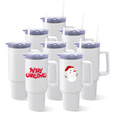 YOUKE OLA 8-pack sublimation tumblers with handles for easy travel and customization.
