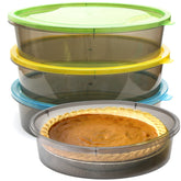 Youngever 3-pack pie containers with colorful lids for easy transport.