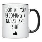 YouNique Designs nursing school mug front view with bold, long-lasting print for daily coffee.