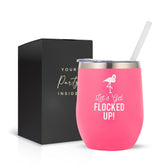 Your Dream Party Shop flamingo tumbler with pink lid and straw for party-ready serving.
