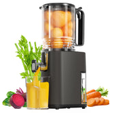 YOYDS cold press juicer with wide feed chute for fast whole-fruit juicing.