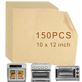 YQL 10x12 inch air fryer liners show precise size for easy cleanup.