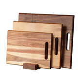 YSTKC Acacia wood cutting board set of 3, versatile prep surfaces for meats, vegetables, and cheeses.