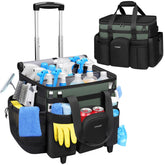 Ytonet Cleaning Caddy with wheels highlights 42L capacity for organized cleaning supplies.