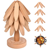 Yuejihuisimple tree trivet set assembled showing sturdy hot-dish support and decorative look
