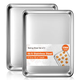 Yuiicaov baking sheet set of 2 large oven pans for even browning