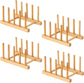 Yuixoseu bamboo dish rack assembly with four slots for compact organization and air-drying