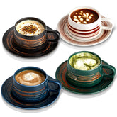 YUN TAO white ceramic cappuccino cups with saucers for stylish home hosting.