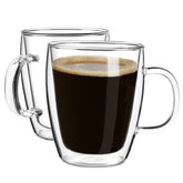 YUNCANG double-wall 16oz mug in clear glass keeps hot drinks warm.