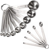 YUNNKEEY 14pc measuring spoons with engraved marks for precise seasoning.