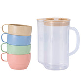 Yunqing wheat straw kettle with four colorful cups for family dining