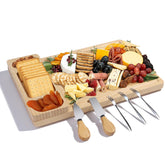 YZS Housm premium bamboo charcuterie board front view for elegant entertaining.