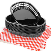 Zandfelo black fast food basket for greasy food presentation and easy handling.