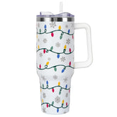 Zbnisiw Christmas tumbler with handle and straw lid for travel and spill-free sipping