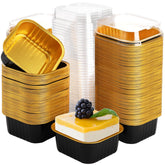 ZEAYEA aluminum baking cups 100pcs with lids for easy, mess-free party desserts.