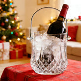 ZEERSHEE glass ice bucket with handle for easy transport at home bars.