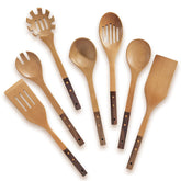 Zeikiwe wooden spoons set 7 – flat frying spatula for non-stick pans and even heat control.