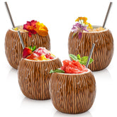 ZENFUN ceramic tiki mugs four-pack for tropical cocktails