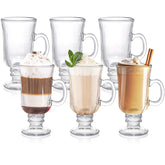 ZENFUN Irish coffee mug front view in clear glass for elegant hot drinks.