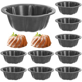 Zenfun mini flan molds with fluted flower design provide easy cake release.