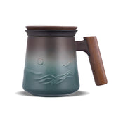 ZENS embossed tea mug with mountain glaze for a calming tea ritual
