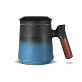ZENS gradient blue tea cup with infuser and lid for loose leaf tea enjoyment