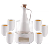 ZENS embossed ceramic bottle for elegant sake service and ritual moments.