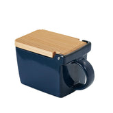Zero Japan Bee House salt box with Hinoki lid for moisture control on kitchen counter.