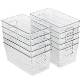 ZEXALOR clear storage bin front view shows 10-pack, ideal pantry organization.