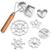 Zhehao rosette mold set with eight interchangeable heads for versatile baked treats.