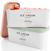 ZICOTO ice cream tub set 2qt showing stackable design for neat freezer storage.