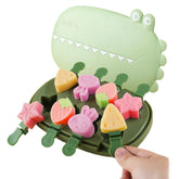 Zigihos green crocodile popsicle mold for eight pieces with safe silicone.