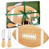 Ziliny football cutting board with cheese knives for stylish entertaining.
