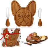 Ziliny French Bulldog cheese board in acacia wood for stylish entertaining