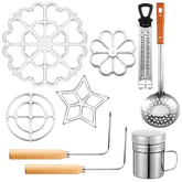 Ziliny rosette iron mold with handles for easy, safe frying