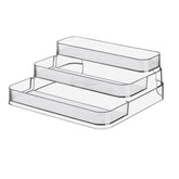 Zilphoba clear 3-tier spice rack shows organized bottles for quick access.