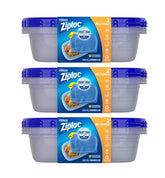 Ziploc Smart Snap rectangle containers with secure lids for fresh meals on the go.