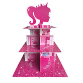 Zliisang Pink Princess Cupcake Stand serves as a vibrant three-tier centerpiece for parties.