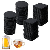 ZLOMD 36-piece black slate coasters with round shape, ideal for laser engraving.
