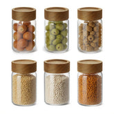 Zoaiirte 6pc jars with acacia lids for organized pantry storage.